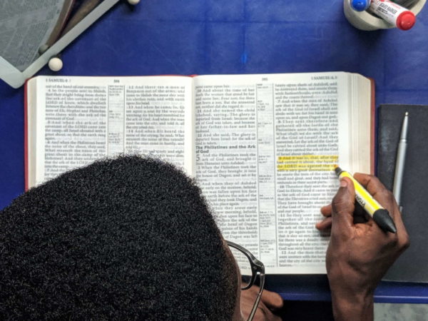 People studying scripture